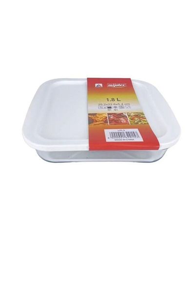 mijotex Square Glass Oven Dish White/Clear 25.2 x 22.6 x 5.4 cm 1.8 L