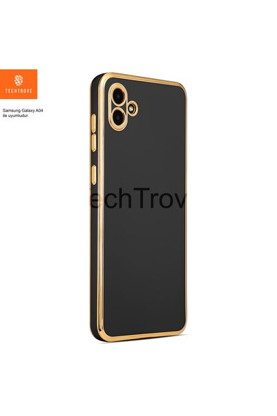 TechTrove حافظة هاتف سامسونج جالاكسي A04 غطاء سيليكون مع حافة ذهبية لحماية ال...