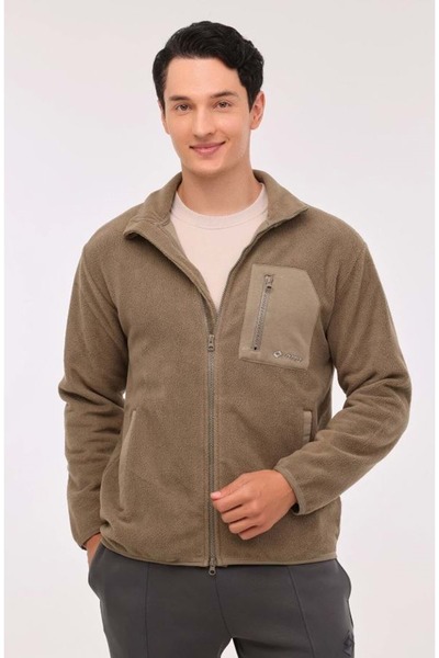 Lotto M-Nıeve Teddy Jacket Hoodie Tracksuit Top Men's Fleece Jacket Khaki