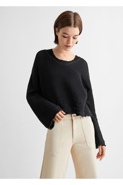 Mango Teen Pulover negru pentru copii