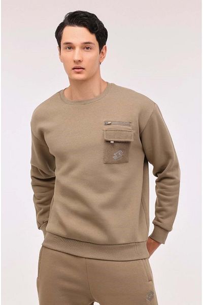 Lotto Men's Fleece Sweatshirt - M-Colonel C Neck, Swt Khaki