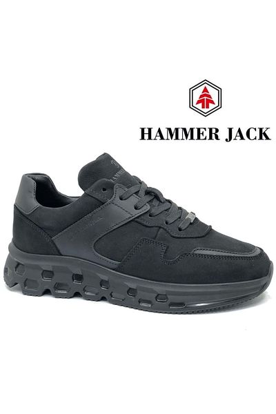 Hammer Jack 102-24770-m Wode Leather Casual Men's Shoes Black-Nubuk