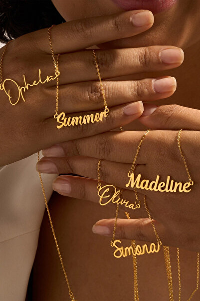 Genel Markalar İsimli Kolye Altın Kaplama 925 Ayar Gümüş Kişiye Özel 45 Cm