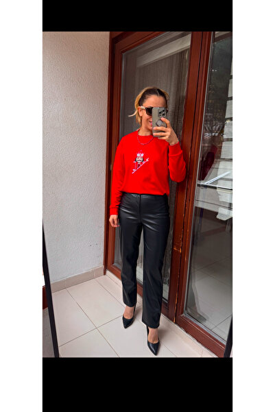 Marka Butikmayamoda Mng Siyah Yuksek Bel Yumusak Deri Pantolon