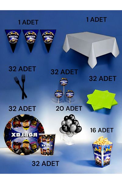 VibeHome 32 Person Roblox Themed XL Pack - Birthday Party and Fun Events