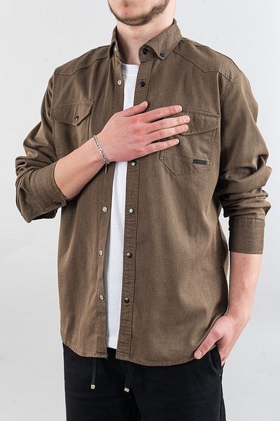 bombe Мъжка риза Milky Coffee Slim Fit Tally Cut Мъжка дънкова риза