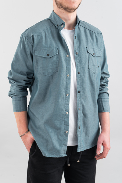 bombe Men's Shirt Mint Slim Fit Slim Fit Men's Denim Shirt