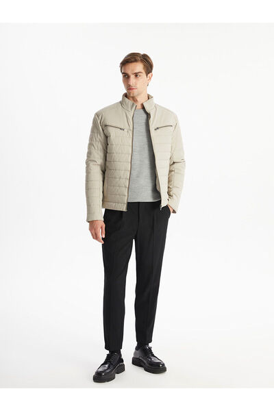 LC Waikiki Ανδρικό δερμάτινο παλτό με γιακά με λεπτή εφαρμογή