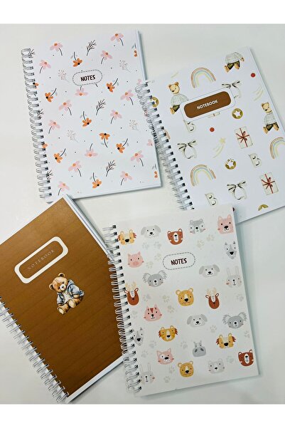 ADA OFİS KIRTASİYE A5 Spiralli Okul Defteri 80 Yaprak 4'lü Set Kareli Karton ...