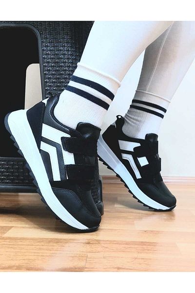 Ayakkabı Ülkesi Pantofi negri flexibili și confortabili - pantofi sport anti-alunecare, cu velcro, respirabili, ortopedici