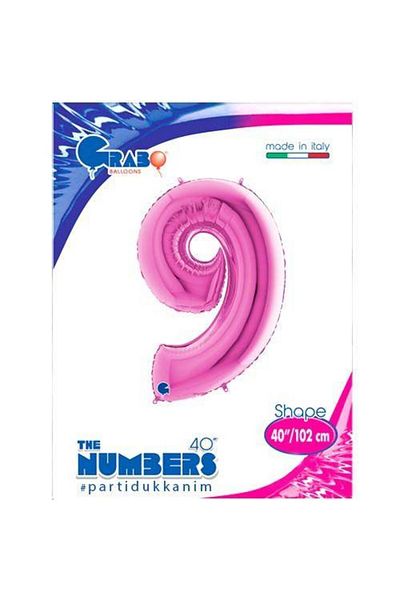 Parti Dükkanım Pink 9 Number Foil Balloon - 100 cm