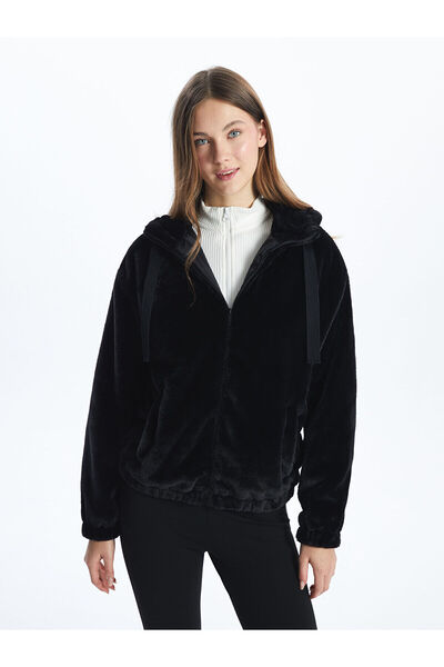 LC Waikiki Palton supradimensionat de pluș pentru femei cu glugă