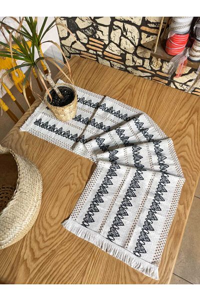 nonamino Runner din dantelă din bumbac organic 150x35 - model Kilimli