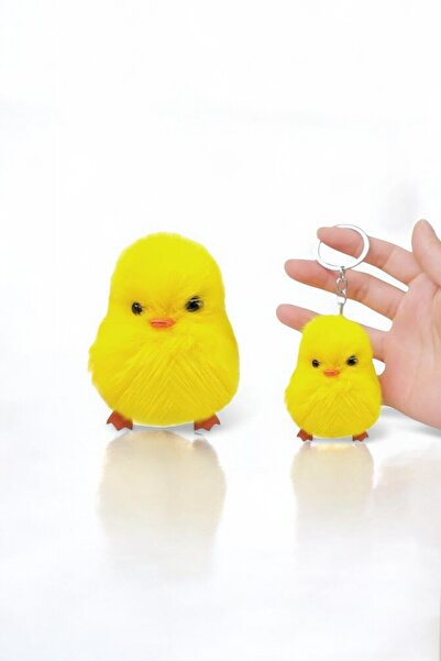 Lynare Geantă galbenă drăguță cu breloc pui de pluș - ornament pentru accesorii