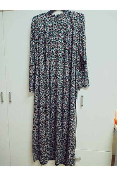 hoaryage Robadan Rochie de mamă cu mânecă lungă, 100% viscoză, cu flori de presiune, rochie de rugăciune