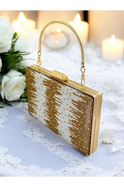 Wedding Fashion Negru Argintiu Mâner Metal Cristal Piatră Geantă Rochie De Seară Nunta Logodna Henna Absolvire