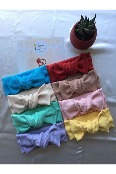Baby Tweety 8-Piece Handmade Ribbed Baby Girl Bandana