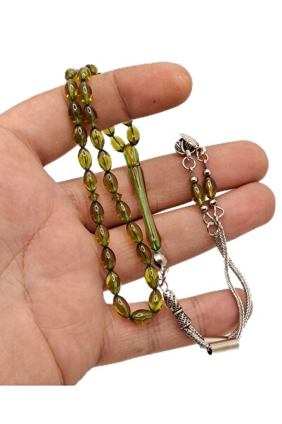 Han Ticarethane لون أخضر صغير قطع الشعير مسحوق العنبر مسبحة