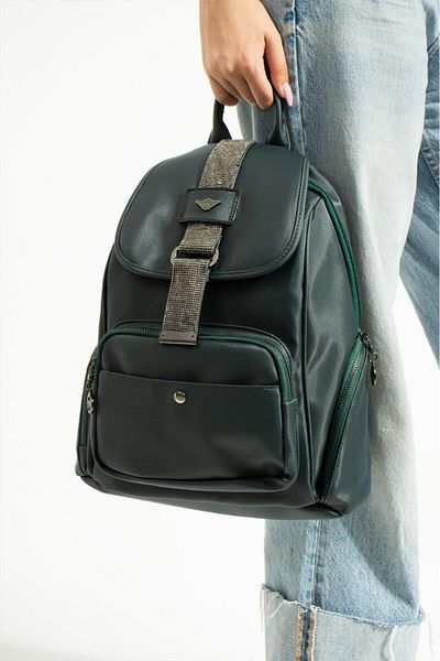Baginn Satin Women's Backpack - 33*23 Cm, Rain Repellent, Mega Bag Cover Stone Detailed