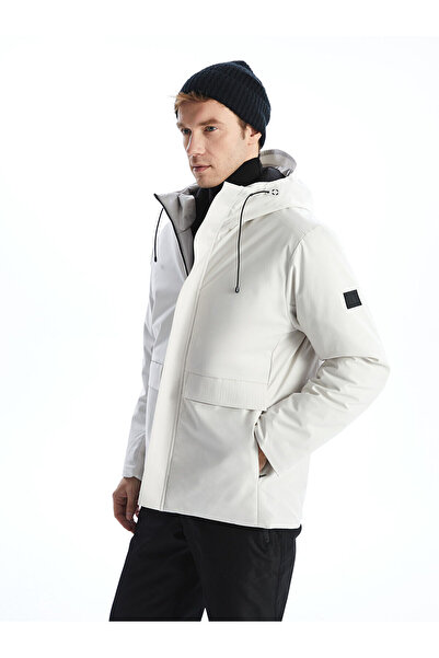 LC Waikiki Beige Standard Fit Hooded Men's Coat