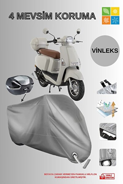 AutoEN Mondial Virago 50cc Vinleks Çanta Ve Kilit Uyumlu Motor Brandası Lüks Kalite-gri