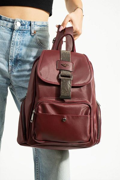 Baginn Satin Women's Backpack - 33*23 Cm, Rain Repellent, Mega Bag Cover Stone Detailed