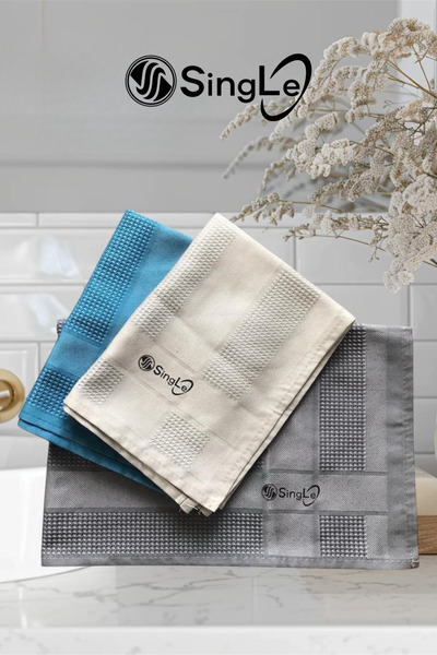 Single Pachet de 3 cârpe din microfibră pentru sticlă - cârpă din fibre pentru bucătărie (40 X 60 CM)