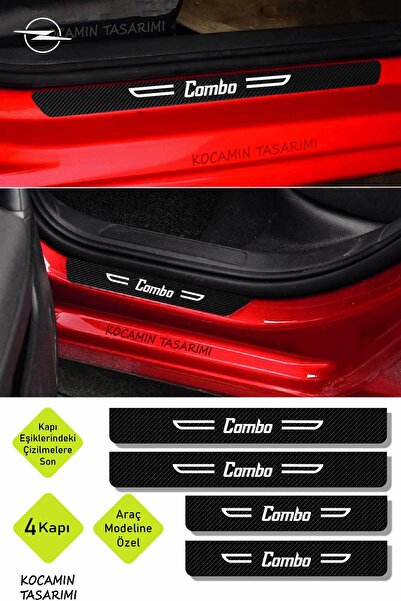 Kocamın Tasarımı Opel Combo Kapı Koruyucu Karbon Kaplama Kapı Eşiği Dekoratif...