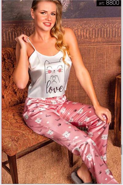 SATTENS Silky Satin Printed Suspender Pajama Suit