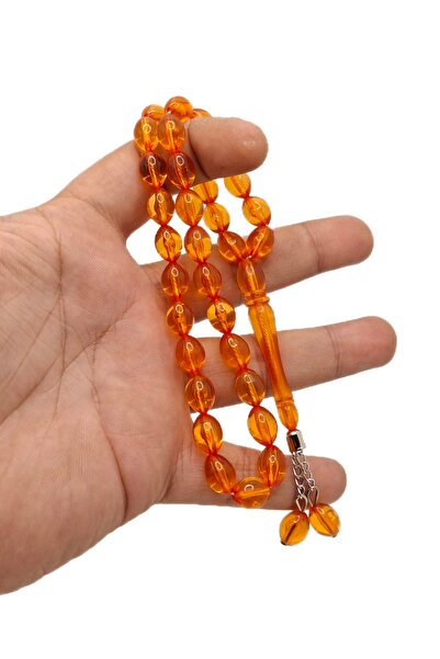 Han Ticarethane Mărgele de rugăciune din chihlimbar praf tăiat Beyzi portocaliu