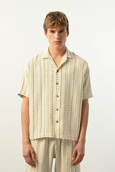 İLKCET MODA Patterned Linen Knitted Men's Shirt
