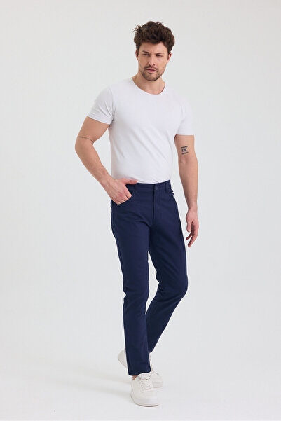 TheSeason Чоловічі темно-сині брюки Slim Fit з еластичного габардину