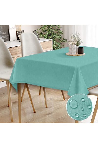 Evim Canvas Turquoise Liquid Proof Stain Resistant Table Cloth