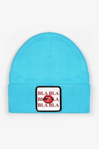 CraftID Bla Bla Bla Turquoise 100% Acrylic Unisex Beanie with Interchangeable Patch