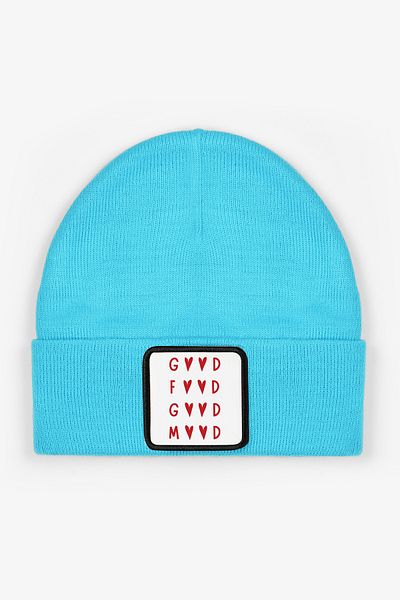 CraftID Good Food Good Mood Interchangeable Patch Turquoise 100% Acrylic Unisex Beanie