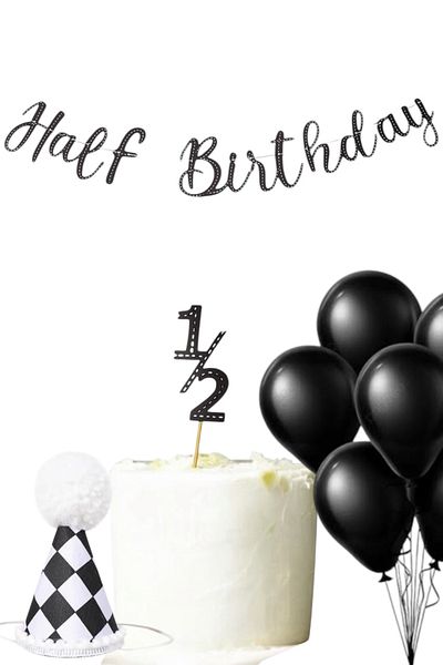 Partifabrik Σετ πάρτι με θέμα Half Birthday Half Birthday με ρίγες