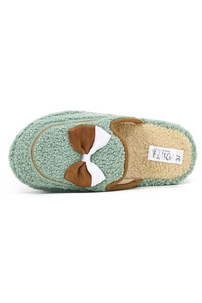 soElite Γυναικείες παντόφλες Winter Bow - Λούτρινες, Εσωτερικές, Επισκέπτες χωρίς ηχητική σόλα