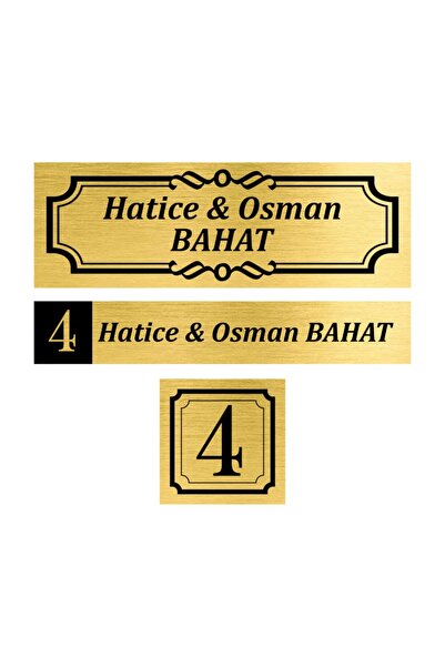 sıradışıhediyem Set de 3 plăcuțe metalice pentru ușă, numărul ușii, plăcuță p...