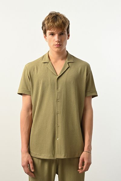 İLKCET MODA Ανδρικό πουκάμισο Oversize Άνετο Υφασμάτινο