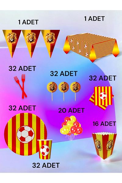 VibeHome 32 Person Red Yellow Fan XL Pack - Birthday Party & Fun Events