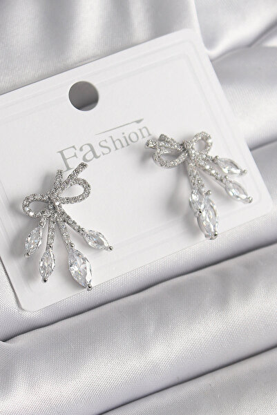 Epilons Brass Silver Color Zircon Stone Knot Model Drop Zircon Stone Women's ...