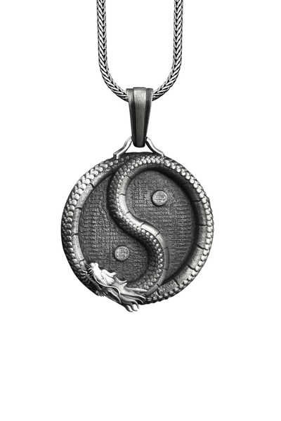 Bysilverstone Ying Yang Ve Ejderha Gümüş Kolye