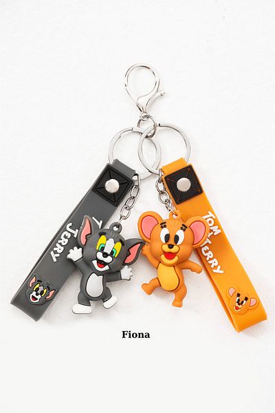 FiONA BAG Tom și Jerry (2 bucăți) - Breloc drăguț pentru cuplu, ornament pentru geantă din silicon 3D cu cârlig