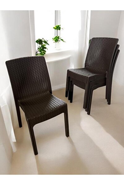 nar sokağı 4 Adet Kolsuz Rattan Sandalye