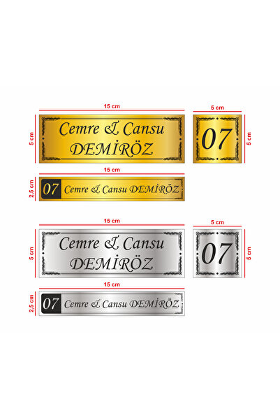 sıradışıhediyem Set de 3 plăcuțe cu nume pentru ușă, număr de ușă, plăcuță cu...