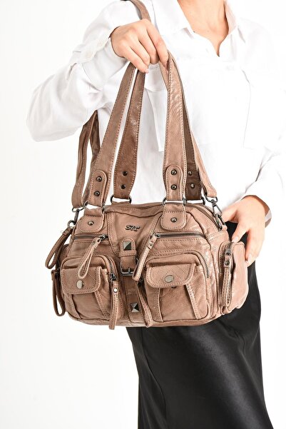 571 Collections Çanta Mink Faux Leather Shoulder Bag - Model: 571-11-13D