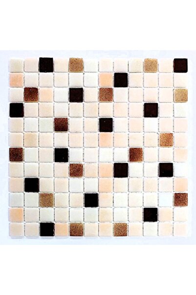 MozaiKristaL Tüm Yüzeyler için 25x25mm Krem-Kahve Mix. 31.5x31.5cm Fileli Cam...