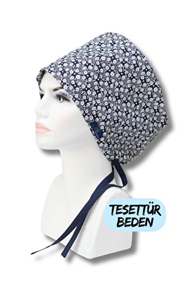 doktorbonem Μπόνε ιατρικής χρήσης για θεραπευτές, νοσοκόμες και ιατροεπιστήμονες, με χρώμα Navy Blue, με σχέδιο τραγανές μαργαρίτες, με μέγεθος Hijab