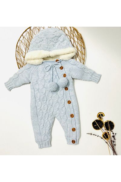 Nipperland Bebi̇too Warm Knitwear Wool Knitted Plush Baby Rompers Comfort and Elegance Together