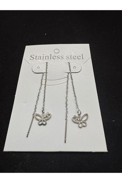 İYİ MODA Butterfly Steel Earrings Stylish Gift Non Darkening Steel Earrings